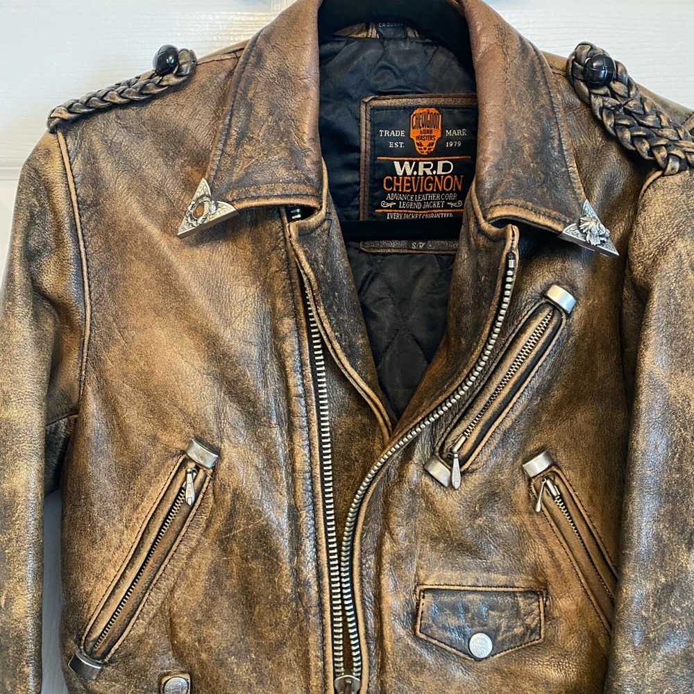 Vintage Chevignon Brown Genuine Leather Distressed Indie Biker Jacket Women S - Picture 3 of 16